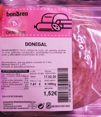 Donegal Bonarea , code 00563903109720001521