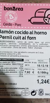 Jamon cocido al horno Bonarea , code 00584233803819001241