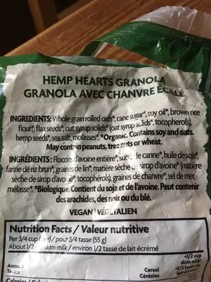 Céréales Granola Biologiques (hemp Plus)  , code 0058449890171