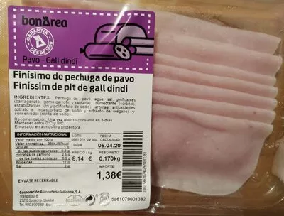 Finísimo de pechuga de pavo Bonarea 17 g, code 00586107902920001383