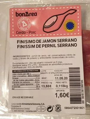 Finisimo de jamon serrano Bonarea , code 00586407200120001606