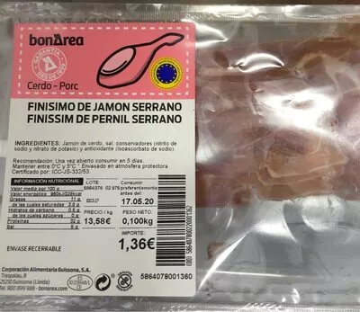 Jamon Serrano Bonarea 32 g, code 00586407800220001362