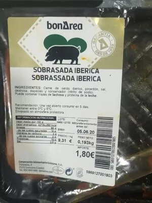 Sobrasada iberica Bonarea , code 00586912700220001805