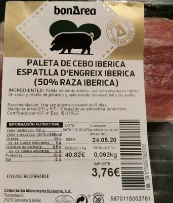 Paleta de cebo ibérica Bonarea 32 g, code 00587011500220003765