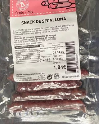 Snack de secallona Bonarea , code 00595205900320001845