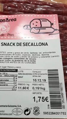 Snack de secallona Bonárea , code 00595228400119001755