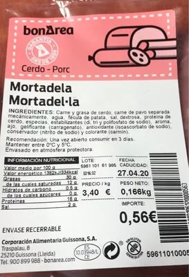 Mortadela Bonarea , code 00596110106120000563