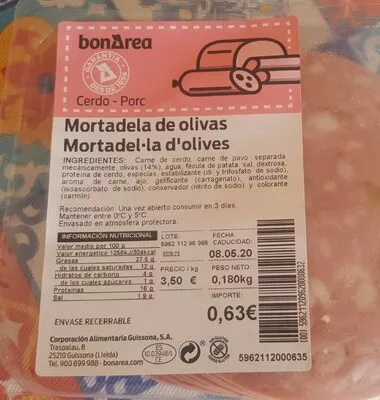 Mortadela de olivas Bonarea , code 00596211209620000632