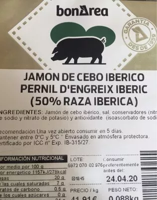 Jamon de cebo iberico Bonarea , code 00597207000220003696