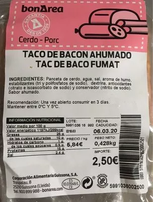 Taco de bacon ahumado Bonarea , code 00599103601620002501