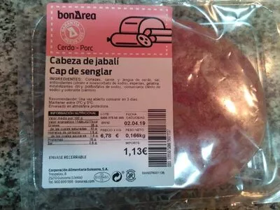 Cabeza jabali bonarea 0,166 kg, code 00599507508619001137