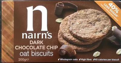 Dark chocolate chip oat biscuits nairns 200 g, code 0061232202556