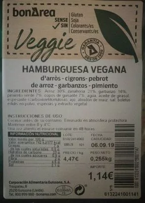 Hamburguesa Vegana BonÁrea 255 g, code 00613224100219001147