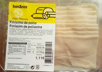 Finísimo de pollo BonÀrea 170 g, code 00618503805419001117