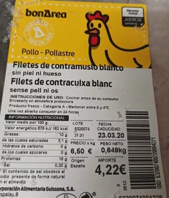 Filetes de contramuslo blanco Bonarea , code 00632007400720004221