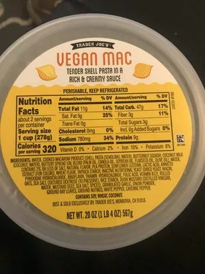 Vegan Mac Trader Joe’s 556g, code 00633055