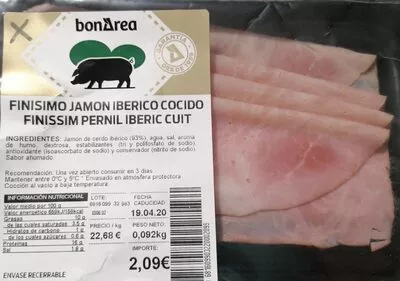 Finísimo jamón ibérico cocido Bonarea 16 g, code 00681609903220002099