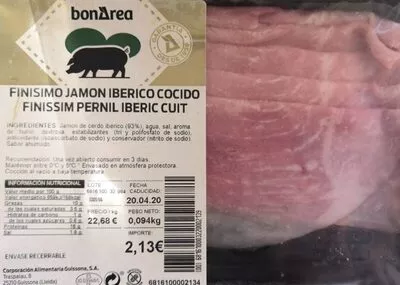 FINISIMO JAMON IBERICO COCIDO Bonarea , code 00681610003220002139