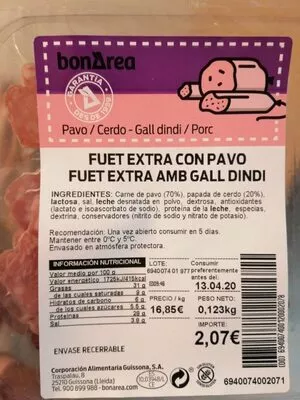 Fuet extra con pavo Bonarea , code 00694007400120002078