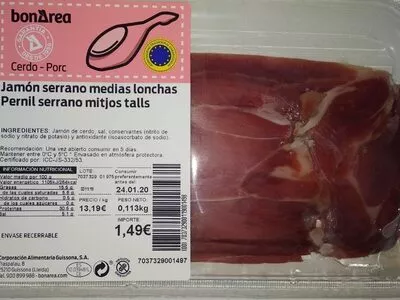 Jamon Serrano medias lonchas Bonarea , code 00703732900119001498