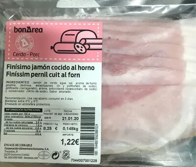 Finísimo jamón cocido al horno Bonarea , code 00704400705620001224