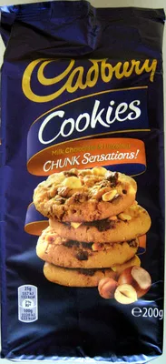 Cookies Milk & Hazelnut Chunk Sensations Cadbury, Mondelez 200 g, code 0072417156069