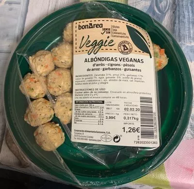 Albóndigas veganas Bonarea 23 g, code 00726202300220001265