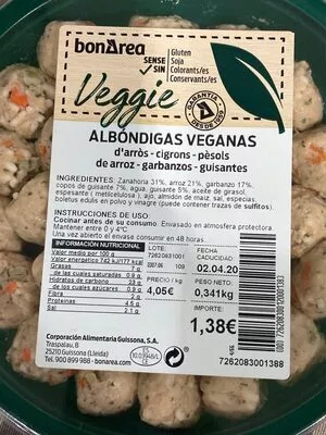 Albóndigas Veganas Bonarea Bonarea 23 g, code 00726208300120001383