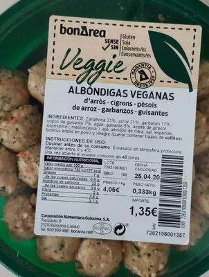 Albóndigas veganas Bonarea 23 g, code 00726210600120001358