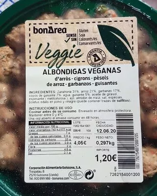 Albondigas veganas Bonarea 23 g, code 00726215400120001205