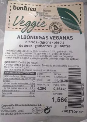 Albondigas veganas bonarea , code 00726227500220001565