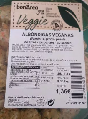 Albóndigas veganas Bonarea 23 g, code 00726231900319001361