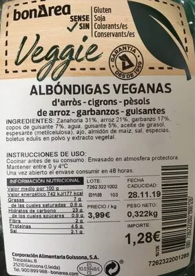 Albondigas veganas Bonarea , code 00726232200219001287