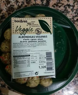 Albóndigas veganas Bonarea 23 g, code 00726232400319001327