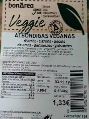 Albóndigas veganas Bonarea , code 00726232700519001333