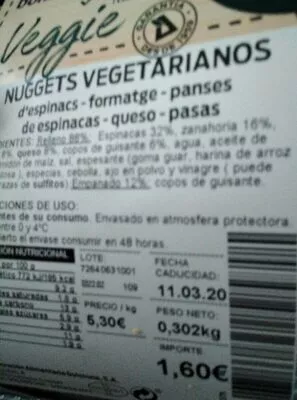 Nuggets vegetarianos Bonarea , code 00726406300120001604