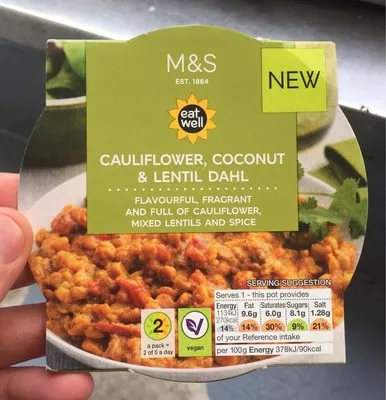 Cauliflower, coconut & lentil dahl Marks & Spencer 300 g, code 00748476