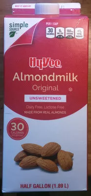 Original unsweetened almondmilk Hy-Vee 1.89 l, code 0075450035322