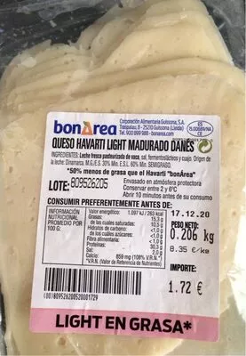 Queso havarti light bonarea , code 00809526200520001729