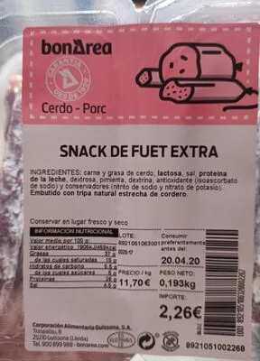 Snack de fuet extra Bonarea , code 00892105100320002267