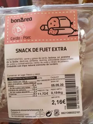 Snack de fuet extra Bonarea , code 00892106600320002162