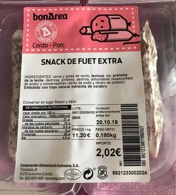 Snack de fuet extra Bonarea , code 00892123300119002027