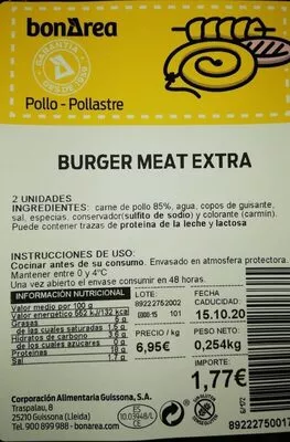 Burger meat extra bonarea , code 00892227500220001772