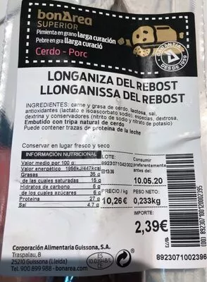 Longaniza del rebost Bonarea , code 00892307100120002395