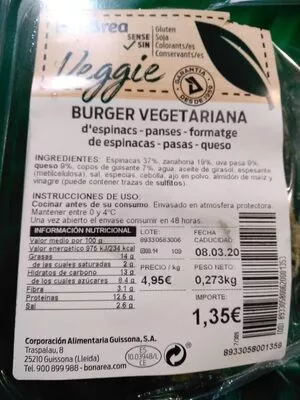 Burger vegetariana Bonarea , code 00893305800620001353