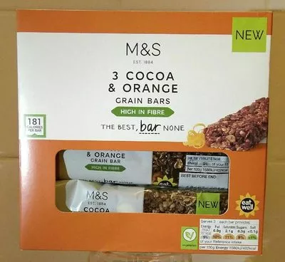 3 Cocoa & Orange Grain Bars Marks & Spencer 135 g e (3 * 45 g), code 00950169