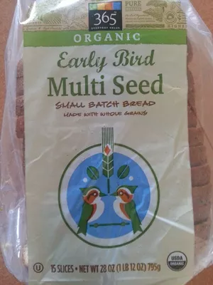 Organic early bird multi seed bread slices 365,  365 Everyday Value,   Whole Foods Market  Inc. 795g, code 0099482430948