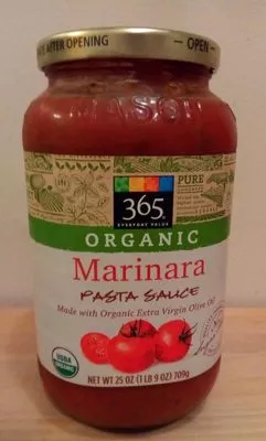 365 everyday value, marinara pasta sauce 365 Everyday Value, Whole Foods NET WT 25 OZ (1LB 9 OZ) 709g, code 0099482455705