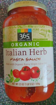 365 everyday value, italian herb pasta sauce 365 Everyday Value, Whole Foods NET WT 25 OZ (1LB 9 OZ) 709g, code 0099482455736