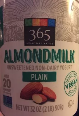 Plain almondmilk unsweetened non-dairy yogurt 365 Everyday Value 32 oz, code 0099482476847